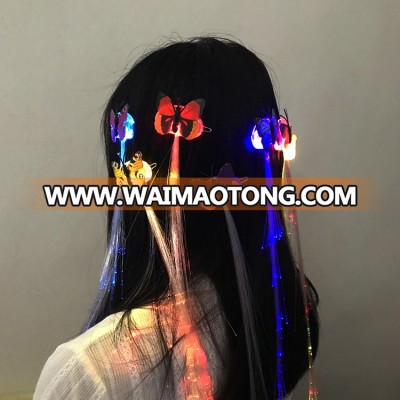 Factory price OEM colorful fiber optic LED flashing braid/LED hair braid